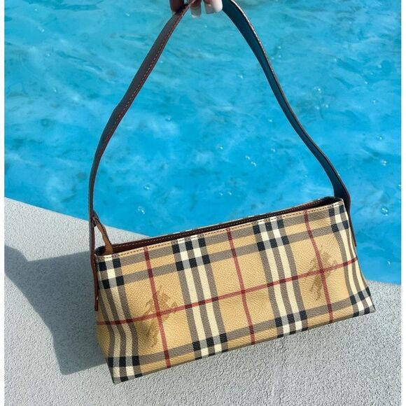Vintage BURBERRY Haymarket Check Coated Canvas Shoulder Strap Handbag - Picture 3 of 12
